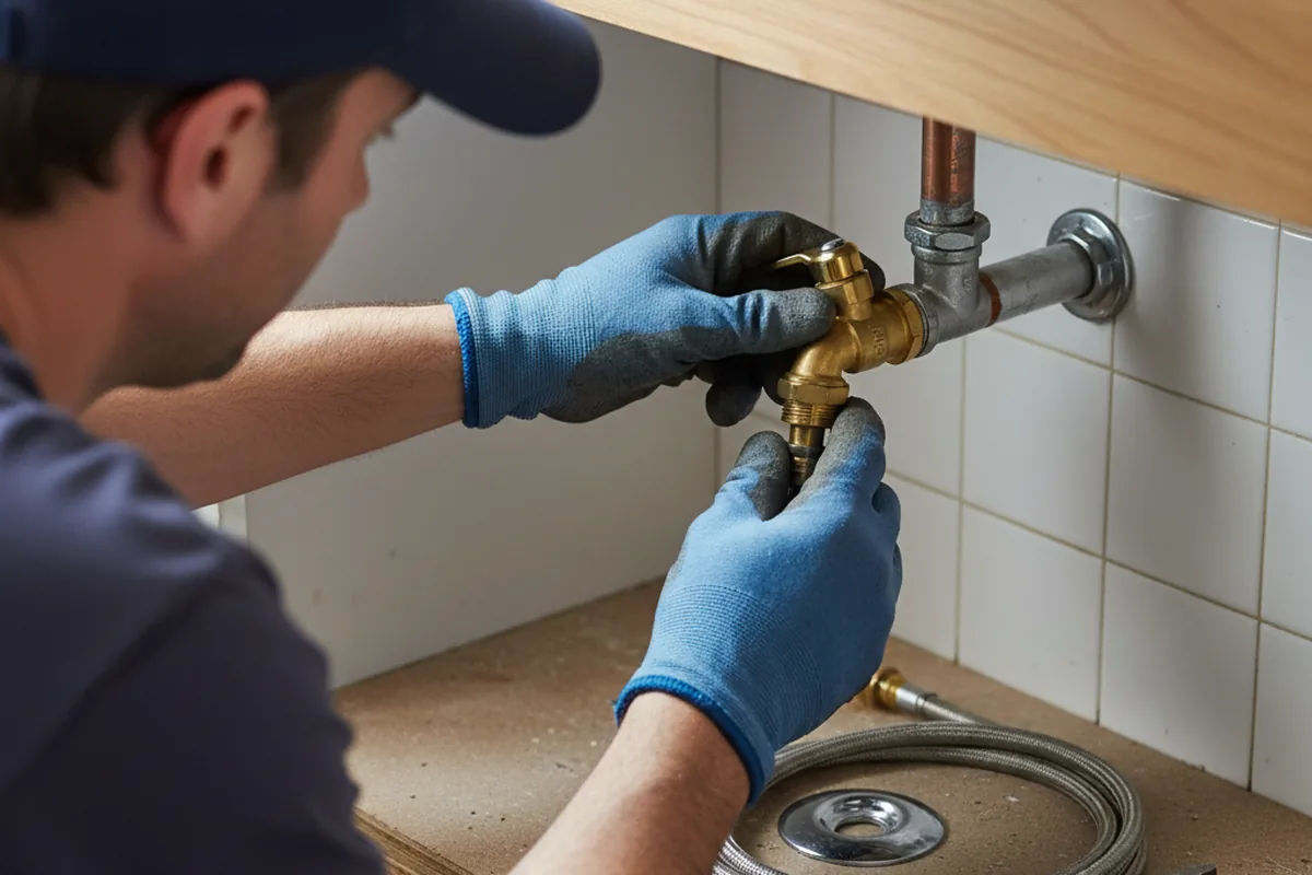 Shutoff valve and fitting work during Burst Pipe Repair in Bloomington
